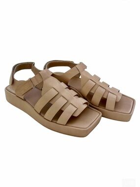 JEFFREY CAMPBELL Poisson Beige Size 9.5 Sandals Leather Fisherman EUC